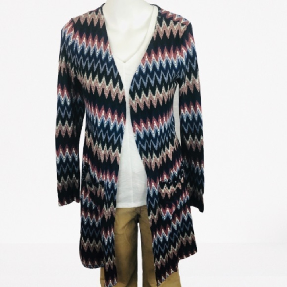 Boutique Chevron Pattern Open Front Cardigan - Picture 3 of 7